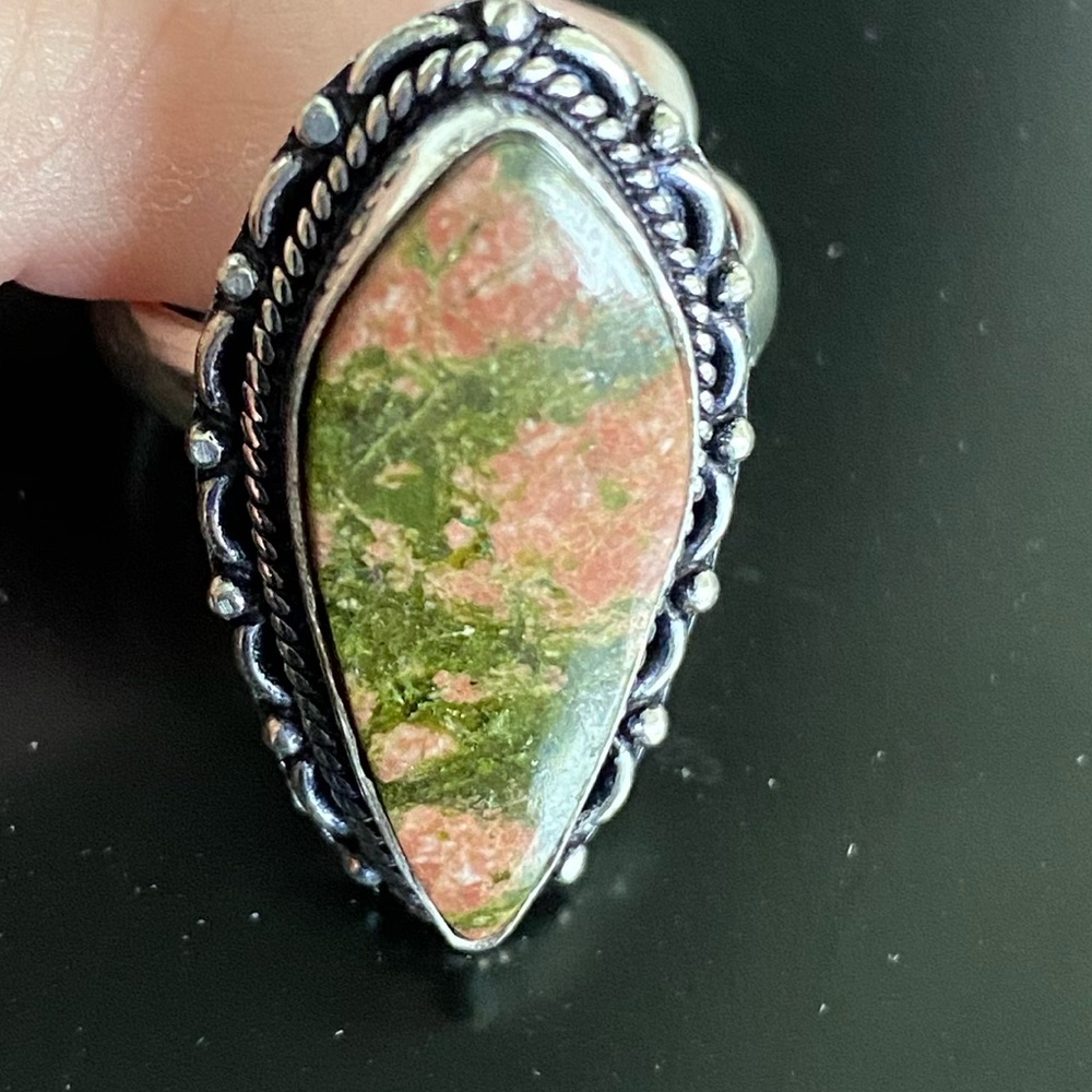 Unikite sterling silver ring